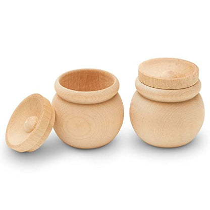 Woodpeckers Bean Pot Wood Trinket Box 2-inch x 2-1/4-inch, Pack of 3 DIY Memory Box, Craft Wood Box Unfinished to Paint for Decor - WoodArtSupply