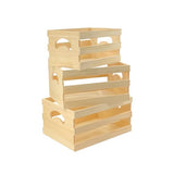 Set of 3 Wooden Pallet Crates Nesting Unfinished Wood Trays Storage for DIY Crafts (Large Size 13.4 x 9.8 x 6.7 in) Cregugua