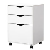 QDSSDECO 3 Drawer Mobile File Cabinet, Rolling Vertical Filing Cabinet fits A4, Legal Paper and Letter Paper for Home Office, White QDSSDECO