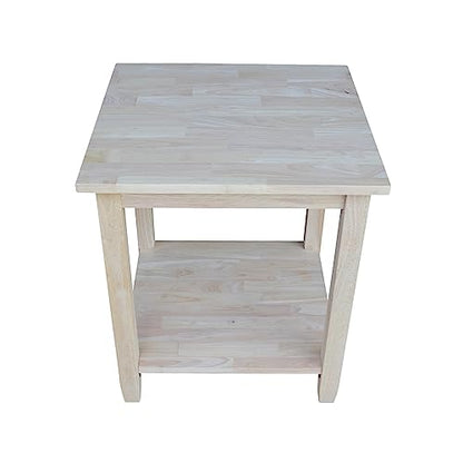 IC International Concepts Solano End Table, 22 in W x 21 in D x 25 in H, Unfinished - WoodArtSupply