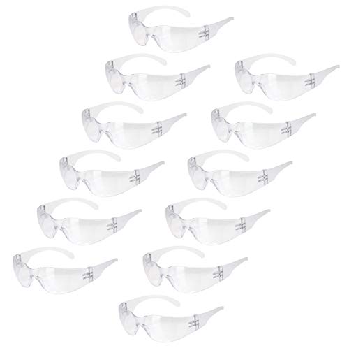 BISON LIFE Safety Glasses, One Size, Clear Protective Polycarbonate Lens, 12 per Box (1 box) - WoodArtSupply