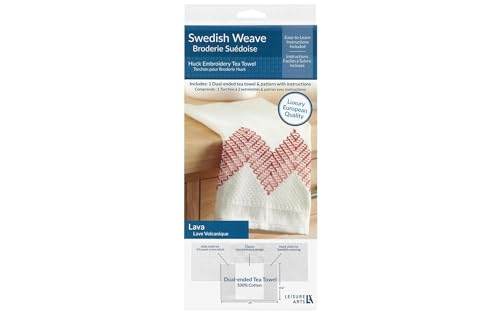Swedish Weave Towel Kit, Lava Red, Traditional Swedish Weaving, Huck Weaving, Swedish Weaving Patterns, Swedish Weave Fabric, Swedish Weave Towels LEISURE ARTS