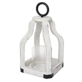 SwallowLiving 13" Rustic Farmhouse Wood Candle Hurricane Lantern with Glass Candlestick Holder for Patio, Table Centerpiece, White SwallowLiving