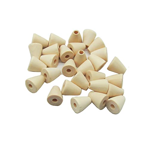 50 Pcs Wood Cone Shaped Beads Unfinished Geometric Wooden Loose Beads for Jewelry DIY Crafts