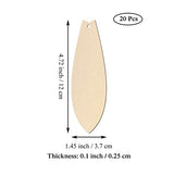 20pcs Surfboard Shape Unfinished Wood Cutouts DIY Crafts Blank Surf Board Wooden Ornaments for Summer Beach Hawaii Luau Party Decoration JANOU