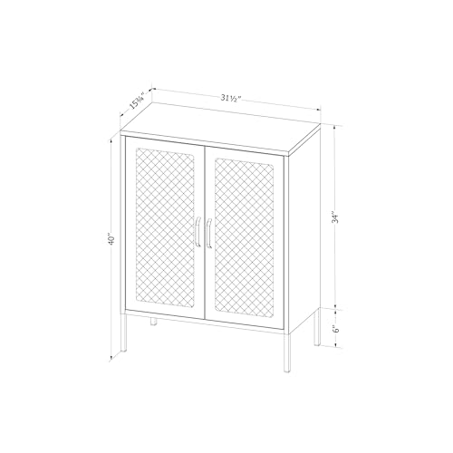 South Shore Eddison Metal Mesh 2-Door Storage Cabinet, Sage Green - WoodArtSupply