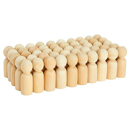 Wood Peg Dolls, Peg Doll Kit (2.4 in, 50-Pack)