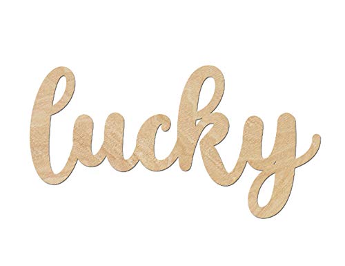 Lucky Script Wood Word, Wood Cutouts for crafts, Laser Cut Wood Shapes 5mm thick Baltic Birch Wood, Multiple Sizes Available - WoodArtSupply