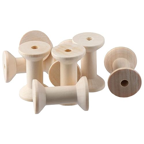 Uniquer 20Pcs Wooden Empty Thread Spools,Splinter- Free Unfinished Wood Spools Natural Wire Weaving Bobbins for Embroidery and Sewing Machines - WoodArtSupply