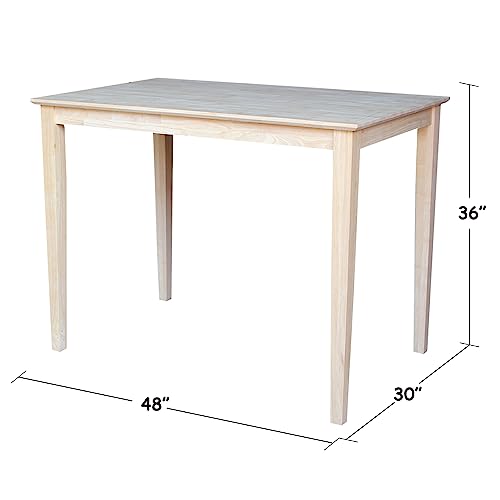 International Concepts Solid Wood Top Dining table, 30 x 48, Unfinished