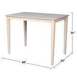 International Concepts Solid Wood Top Dining table, 30 x 48, Unfinished IC International Concepts