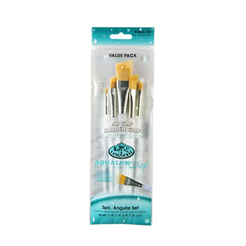 Aqualon Royal & Langnickel Wisp Angular Artist Brush Set, 5-Piece - WoodArtSupply