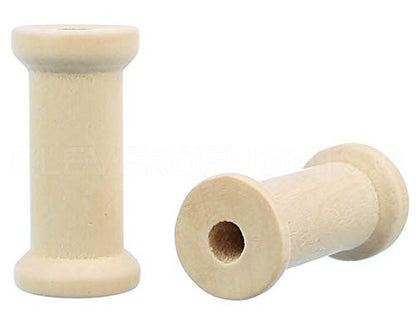 CleverDelights 1 1/2" x 3/4" Wood Spools - 50 Pack - 1.5 Inch Craft Spools - WoodArtSupply