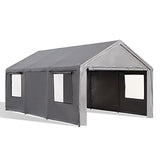 Gardesol Carport, 12'x20' Extra Large Heavy Duty Carport with Roll-up Ventilated Windows, Portable Garage with Removable Sidewalls & Doors for Car, Gardesol