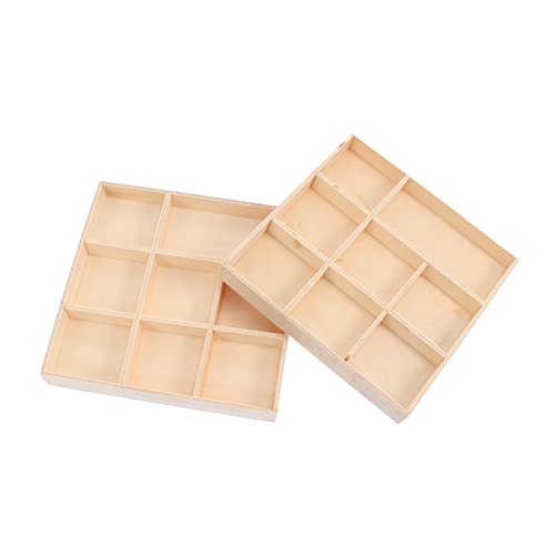 COHEALI 2pcs Boxes Storage Box Wood Drawer Divider Cube Storage Bins Jewelry Display Case Jewelry Organizer Clear Unfinished Jewelry Display Plate - WoodArtSupply