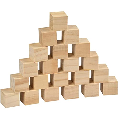 Unfinished Wooden Blocks 1 inch, Pack of 50,Small Wooden Cubes for Arts and Crafts – DIY - Photo Blocks- Home Decor WURONXIN