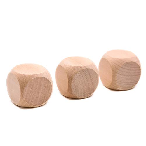 10 Pcs Wooden Dice, 6 Sided Blank Dice Round Corner Cube Dice DIY Graffiti Dice Crafts Toy Dice Board Game Party Supplies(1.8cm)