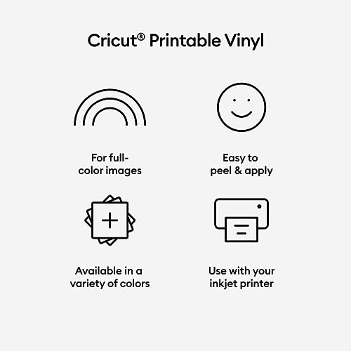 Cricut Printable Vinyl 10 Count, Printable Vinyl for Letter Stickers, Labels & Decor, Vinyl Paper for Inkjet Printer, Compatible with Cricut Maker, Cricut
