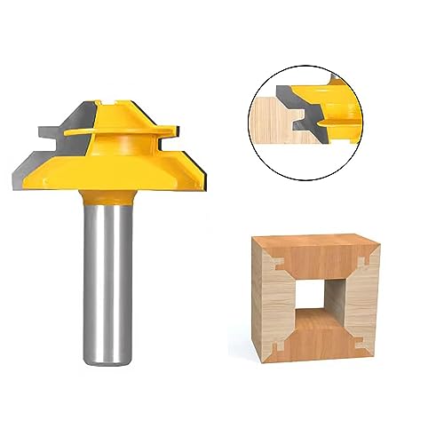 TOTOWOOD 45 Degree Lock Miter Router Bit 3-Piece Set, for 31/64", 3/4",1", Cutting Height, 1/2 Inch Shank.Woodworking Tools Joint Router Bits (3PCS - WoodArtSupply