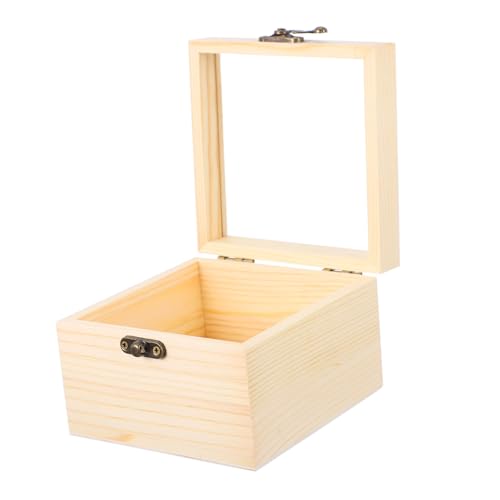 Holibanna 2pcs Box Wooden Storage Box Jewelry Container Wooden Treasure Containers Jewelry Organizer Clear Earring Display Holder Earring Gift Boxes Holibanna