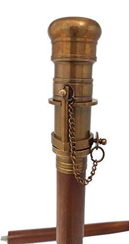 Brass Nautical Telescope Walking Stick Antique Finish Costume Wooden Cane Foldable Rosewood Stick Steampunk Style Brass Nautical