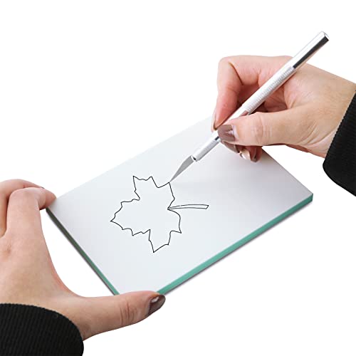 DAJAVE 13 Pack Rubber Stamp Making Kit, 4x6 Inch Rubber Carving Blocks, Linoleum Block for Printmaking, Printing DIY Crafts(Pink, Green, Craft Knife DAJAVE