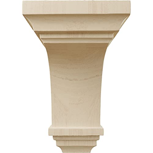 Ekena Millwork CORW03X03X06JERW Mini Jefferson Wood Corbels, 3 1/2"W x 3 3/4"D x 6"H, Rubberwood Ekena Millwork