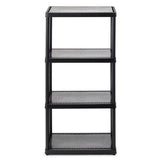 Gracious Living Multipurpose 4 Shelf Modular Design Solid Plastic Lightweight Storage Unit for Indoor and Outdoor Home or Office Organization, Black Gracious Living