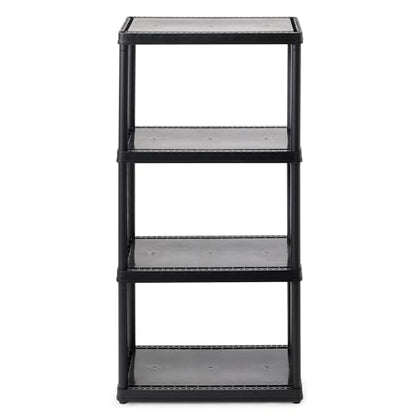 Gracious Living Multipurpose 4 Shelf Modular Design Solid Plastic Lightweight Storage Unit for Indoor and Outdoor Home or Office Organization, Black - WoodArtSupply