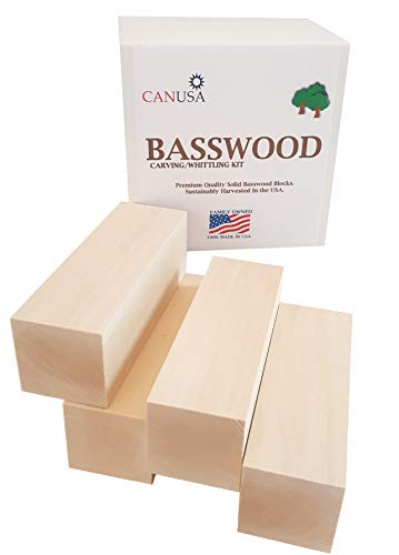 Premium Wisconsin Basswood Carving / Whittling Large Block KIT. 4 Large Pieces Measuring 2X2X6 inches. Suitable for Beginner to Expert. Kiln Dried - WoodArtSupply