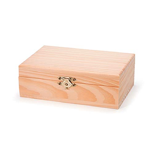 Darice Unfinished Wood Craft Box – Light Unfinished Wood with Clasp – Make Your Own Gift Box, Jewelry Box, Photo Box - Decorate with Paint, Ribbon, Darice