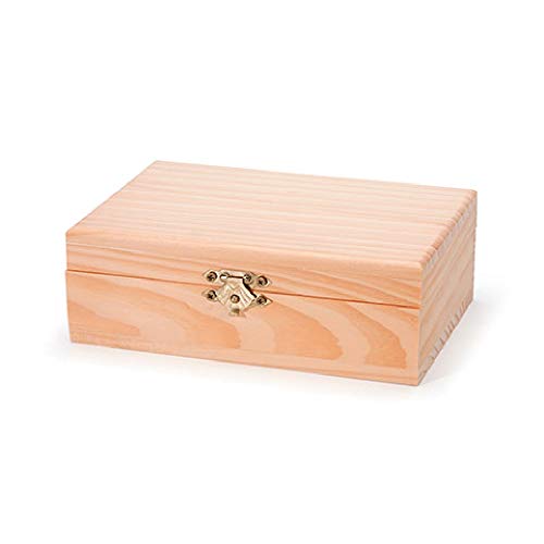 Darice Unfinished Wood Craft Box – Light Unfinished Wood with Clasp – Make Your Own Gift Box, Jewelry Box, Photo Box - Decorate with Paint, Ribbon,