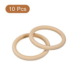 uxcell 10Pcs 85mm(3.3-inch) Natural Wood Rings, 10mm Thick Smooth Unfinished Wooden Circles for DIY Crafting, Knitting, Macrame, Pendant uxcell