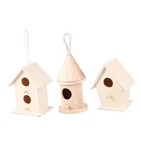 Yardwe 5 Pcs Garden Desktop Hanging Bird Ornament Bird House DIY Unfinished Birds Pendant Birdhouse Kit Mini Birdhouse Small Birdhouse Kids Suit Yardwe