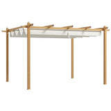 Outsunny 10' x 12' Retractable Pergola Canopy, Wood Grain Aluminum Pergola, Outdoor Sun Shade Shelter for Grill, Garden, Patio, Backyard, Deck, Cream Outsunny