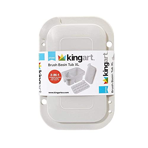 KINGART 902 Multi-Function Paint Brush Washer, Cleaner and Holder, 15 Palette Wells, Lid Plastic - Clean, Dry, Rest, Store, Hold Artist Brushes - - WoodArtSupply