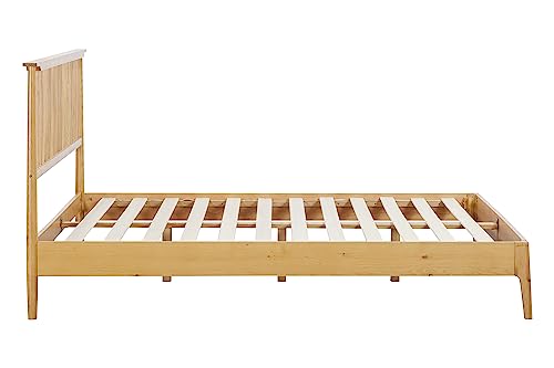 NTC Ruby Rustic Oak Wooden Bed Frame with Headboard - Effortless Assembly and Silent Slats System - WoodArtSupply