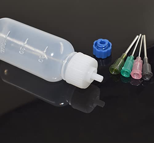Expesumas 6 Pcs Glue Applicator Bottles, 30ml Plastic Squeezable Dropper Bottles with Blunt Needle Tip 14ga 16ga 18ga 20ga for Glue Applications, Expesumas