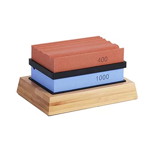 Sharpening Stones for Wood Carving Tools - Whetstones Carvers Sharpener -Gouge Stone 400 & 1000 Grit with Removable Nonslip Pads and A Bamboo Base,
