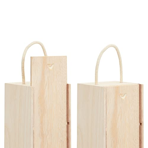 Juvale 2 Pack Unfinished Wooden Wine Boxes with Handles for DIY Crafts, Gifts, Birthday and Housewarming Parties, Customizable with Paint, - WoodArtSupply