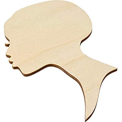 12" Set of 3 (No Holes) African Woman Women Face with Lashes Silhouette Head Unfinished Wood Laser Cut Cutout Shape DIY Crafts Door Wall Hanger (12" Texan Wood Crafts