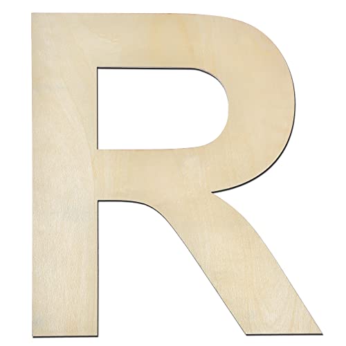 12 Inch Wooden Letter R, 1/4 Inch Thick Large Unfinished Wood Letter for Home Wall Decor, DIY Crafts DOMG