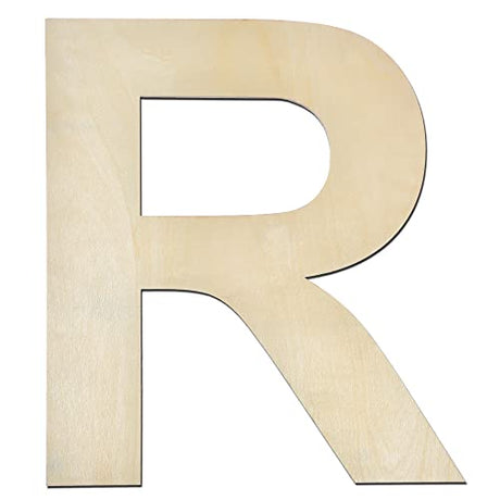 12 Inch Wooden Letter R, 1/4 Inch Thick Large Unfinished Wood Letter for Home Wall Decor, DIY Crafts DOMG