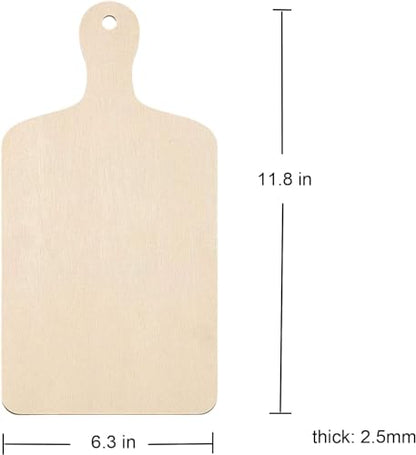 5 Pack Unfinished Wood Cutting Board 11.8"L x 6.3"W, 2.5mm Wooden Paddle Cheese Bread Board Set Chopping Board Serving Tray for Craft