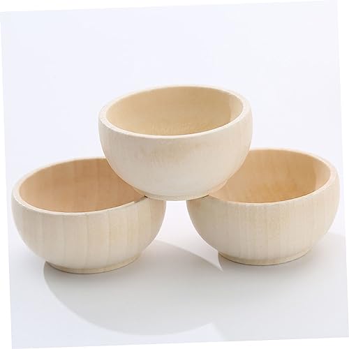 EXCEART 5 Pcs Wooden Bowl Woody Doll Accessories Mini Candle Wooden Peg Doll DIY Wood Bowls Mini Wood Bowls Wooden Unfinished Crafts Bowls Wood Bowls EXCEART