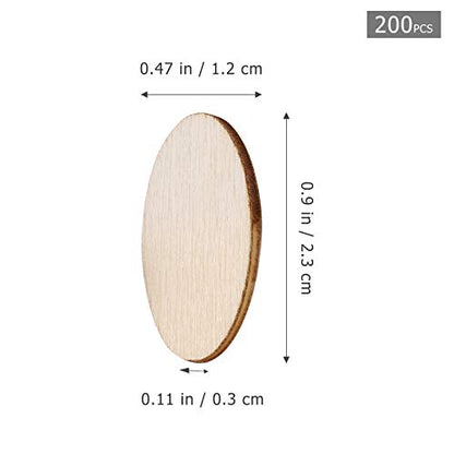 NUOBESTY 200pcs Unfinished Wood Oval Slices Natural Rustic Wooden Cutout Oval Wood Pieces Tag for DIY Craft Wedding Centerpiece Christmas