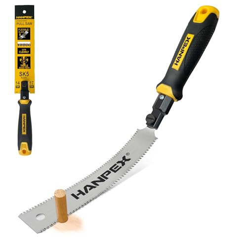 Hanpex Mini Japanese Hand Saw 7" Double Edge Pull Saw, SK5 Flush Cut Woodworking Hand Saw- Flexible Blade - 14 TPI / 17 TPI Hanpex