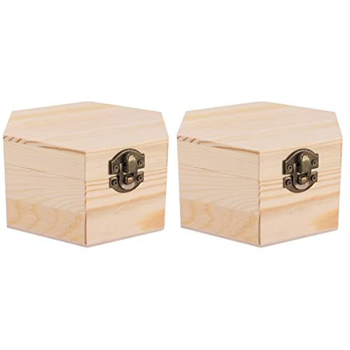 COHEALI 2pcs Coin Earrings Storing Hobbies Hexagon Venue Wooden Case Diy Bracelet Organizer Container Present Necklace Six Trinket with Cases COHEALI