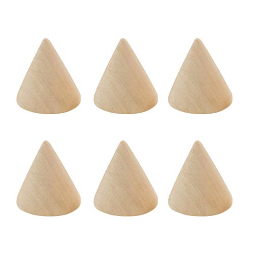 SEWACC 10pcs Unfinished Wooden Cones Natural Wood Cone Ring Holders Unpainted Wood Plain Stand Cone Blank Wooden Cones for DIY Crafts Drawing SEWACC