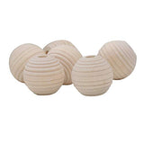 50 Pcs Natural Geometric Screw Thread Carved Wood Beads Unfinished Wooden Spacer Beads for Jewelry Bracelet Necklace DIY Craft Making, 20mm Teensery